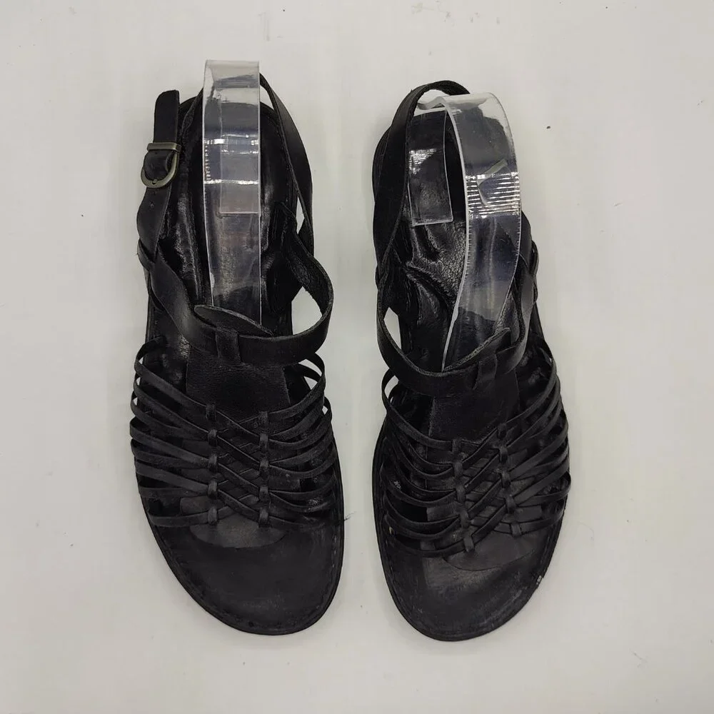 BORN womens 8.5M Santiam Huarache Black Strappy Leather Sandal - Picture 2 of 11